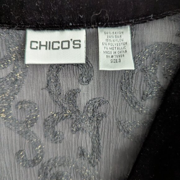 Chico's Velvet and "Chiffon" Topper - Size 3 - Multi Color - Picture 5 of 5